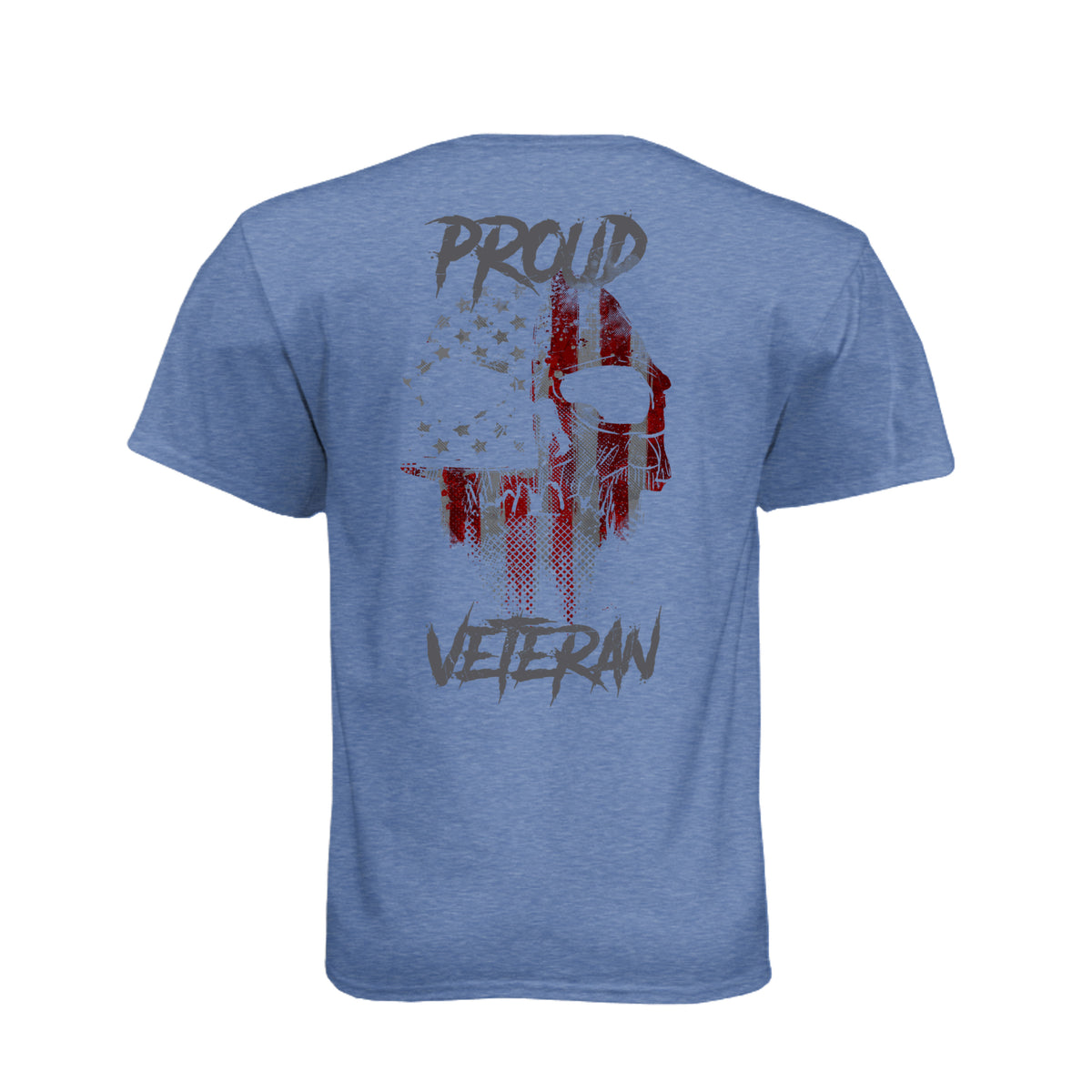 Proud Veteran American flag skull T-shirt with Thin Green Line military flag