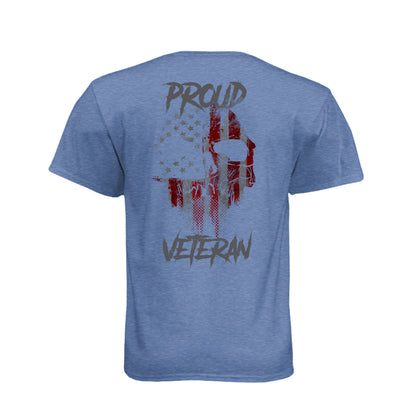 Proud Veteran American flag skull T-shirt with Thin Green Line military flag
