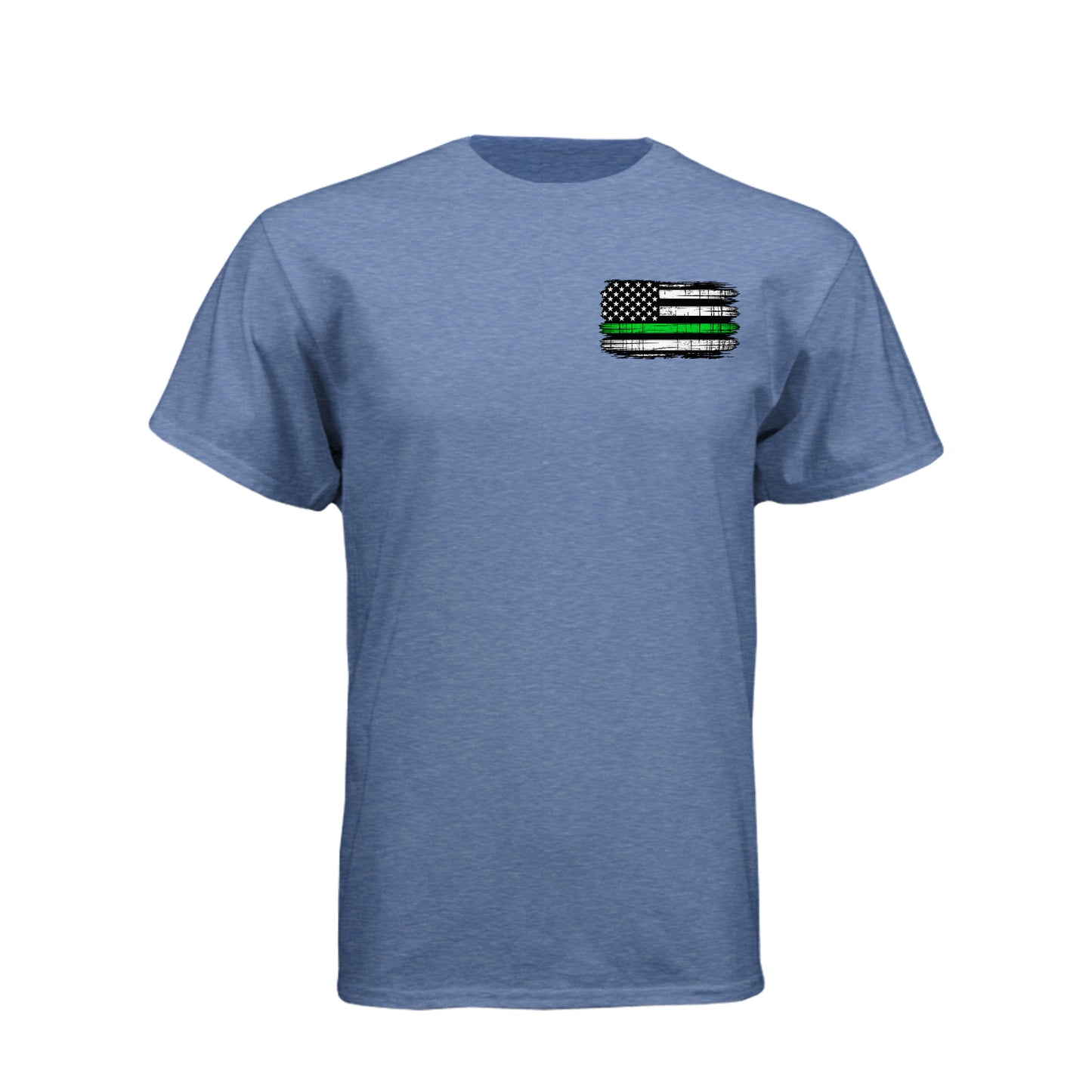 Proud Veteran American flag skull T-shirt with Thin Green Line military flag