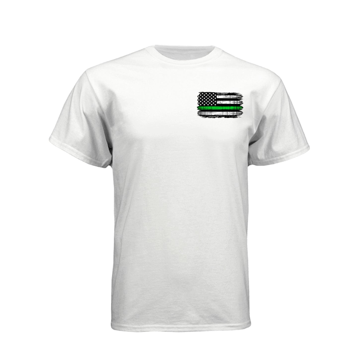 Proud Veteran American flag skull T-shirt with Thin Green Line military flag