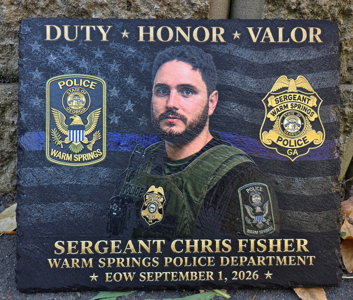 Sergeant Chris Fisher Warm Springs Police Department Georgia Plaques for Heroes Police memorial plaque 