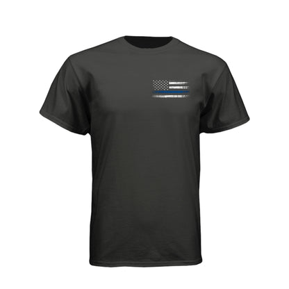The Night Watch police T-shirt with Thin Blue Line flag and police officer 