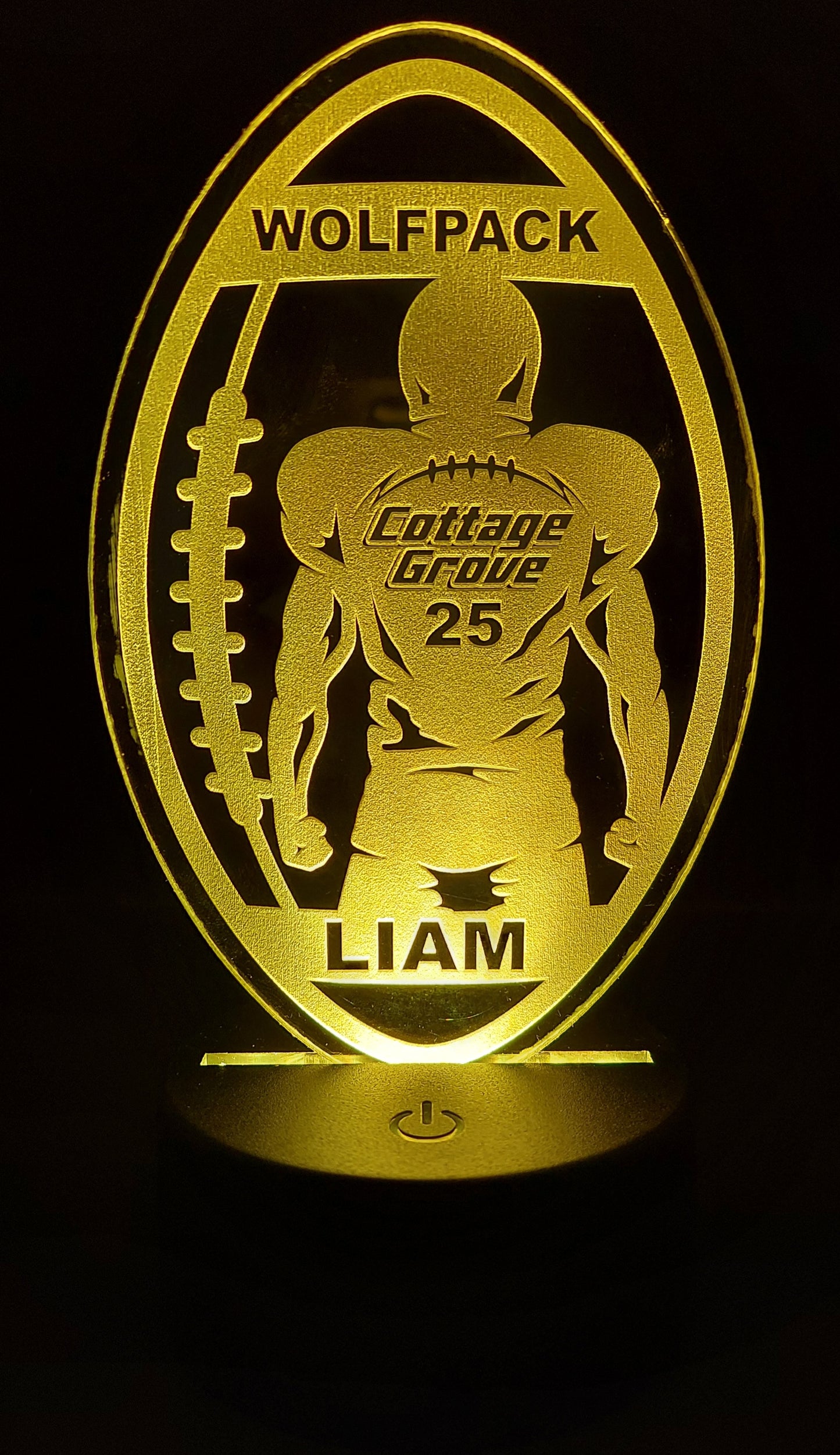 acrylic football night light with light base