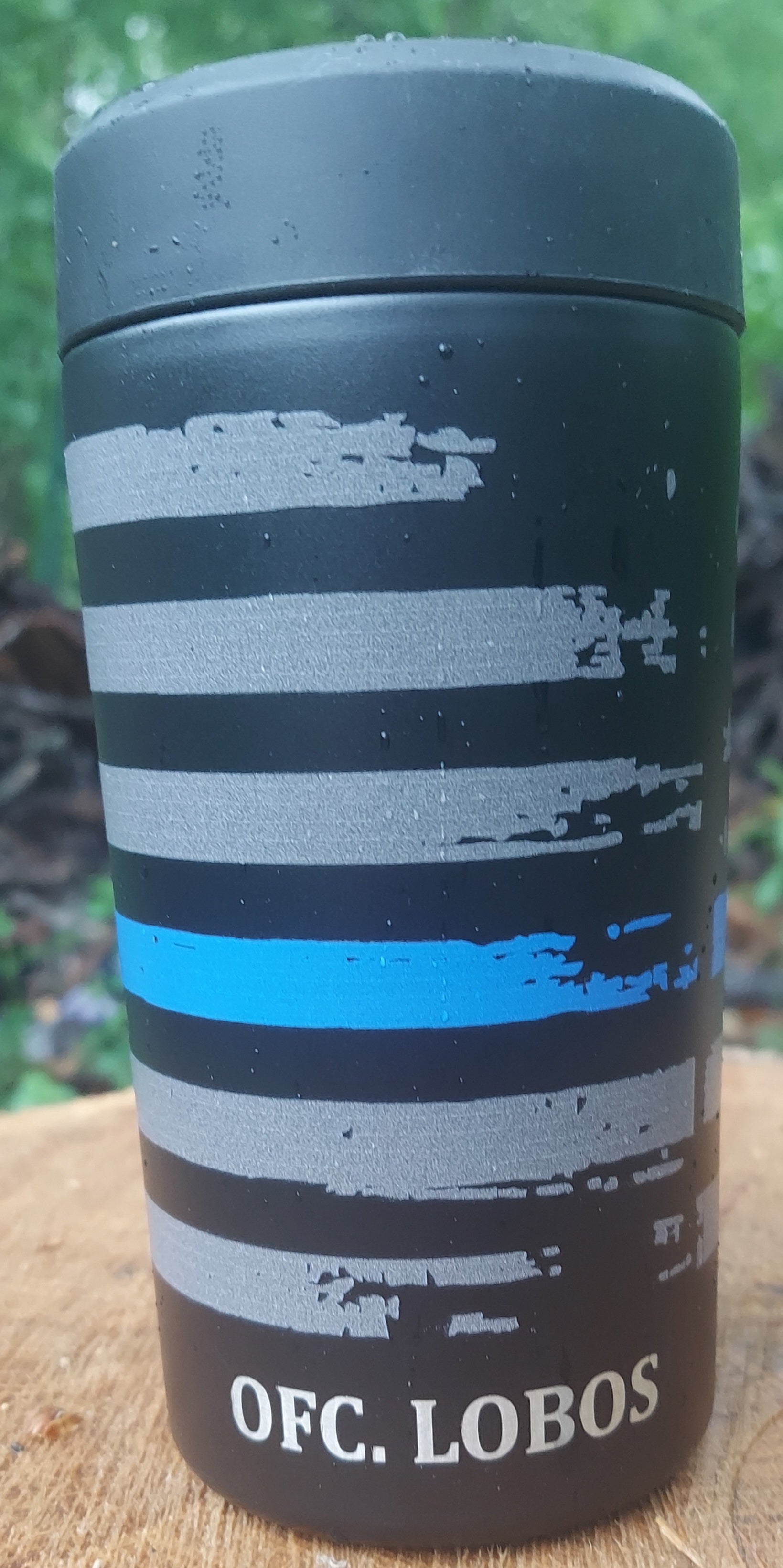 blue line flag frost buddy can cooler engraved name