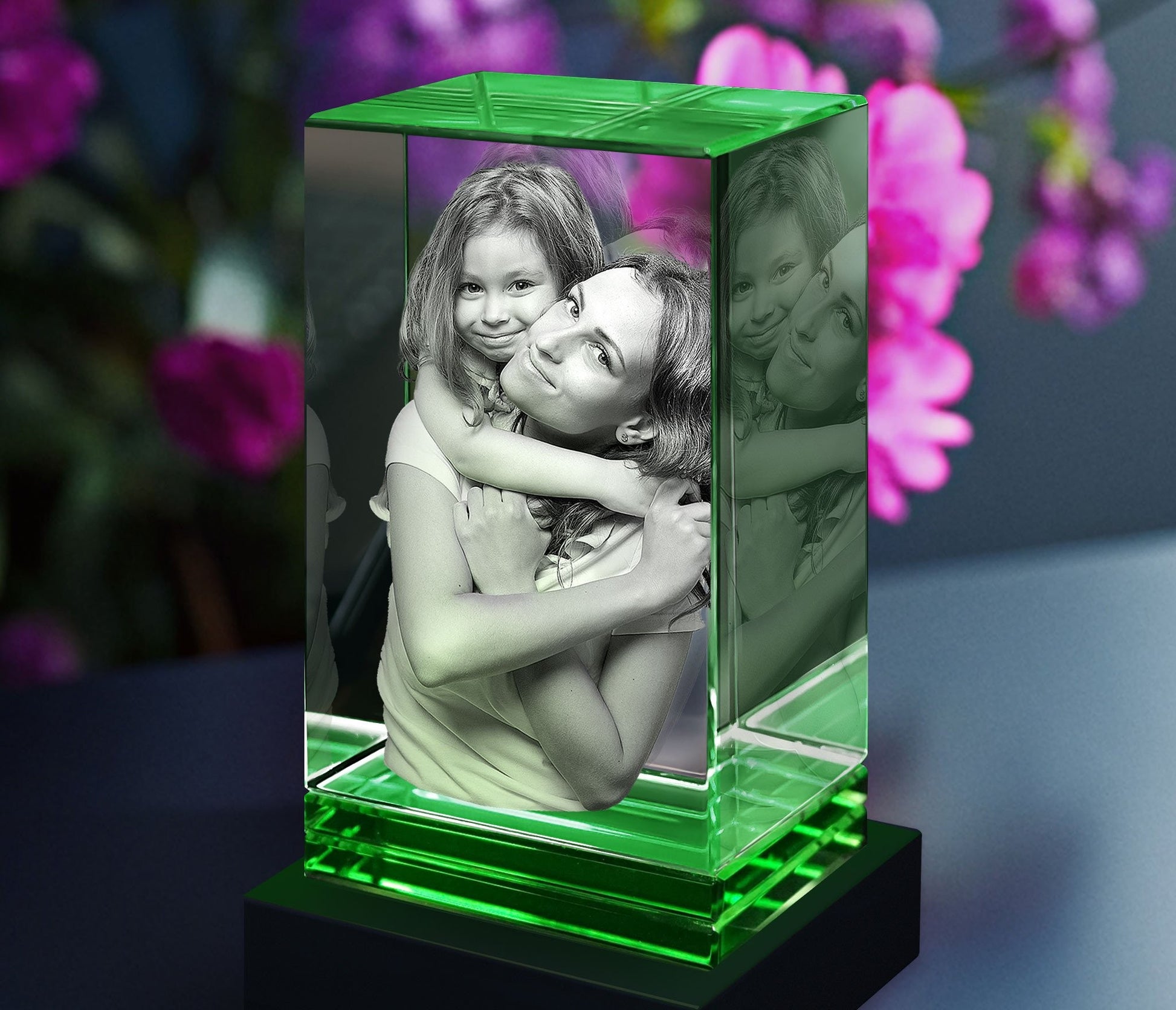 custom laser engraved 3d crystal green skirt