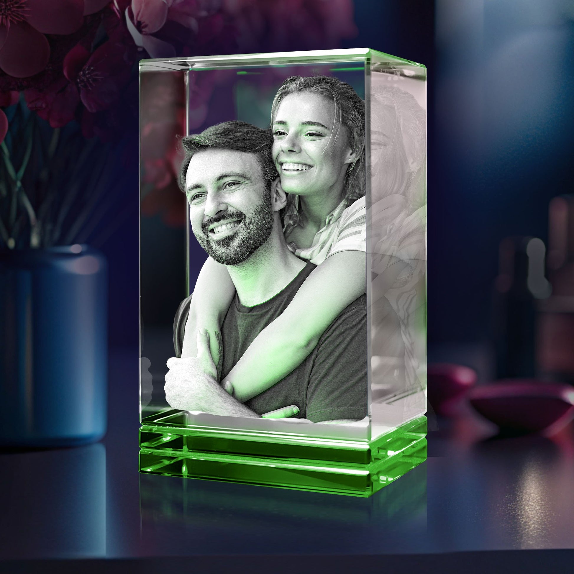custom laser engraved 3d crystal green skirt