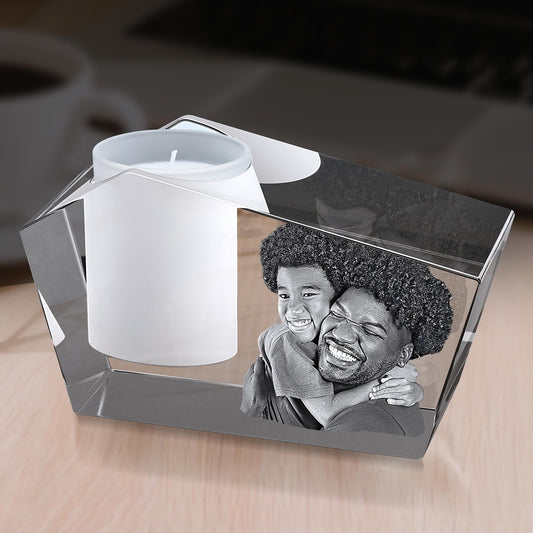 custom laser engraved 3d photo scented candle holder clear