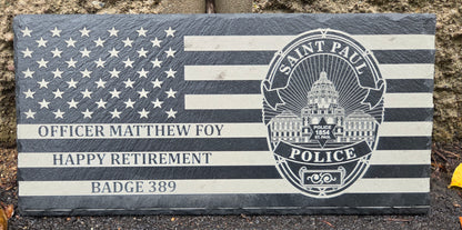 custom engraved 10x slate police plaque badge retirement memorial 