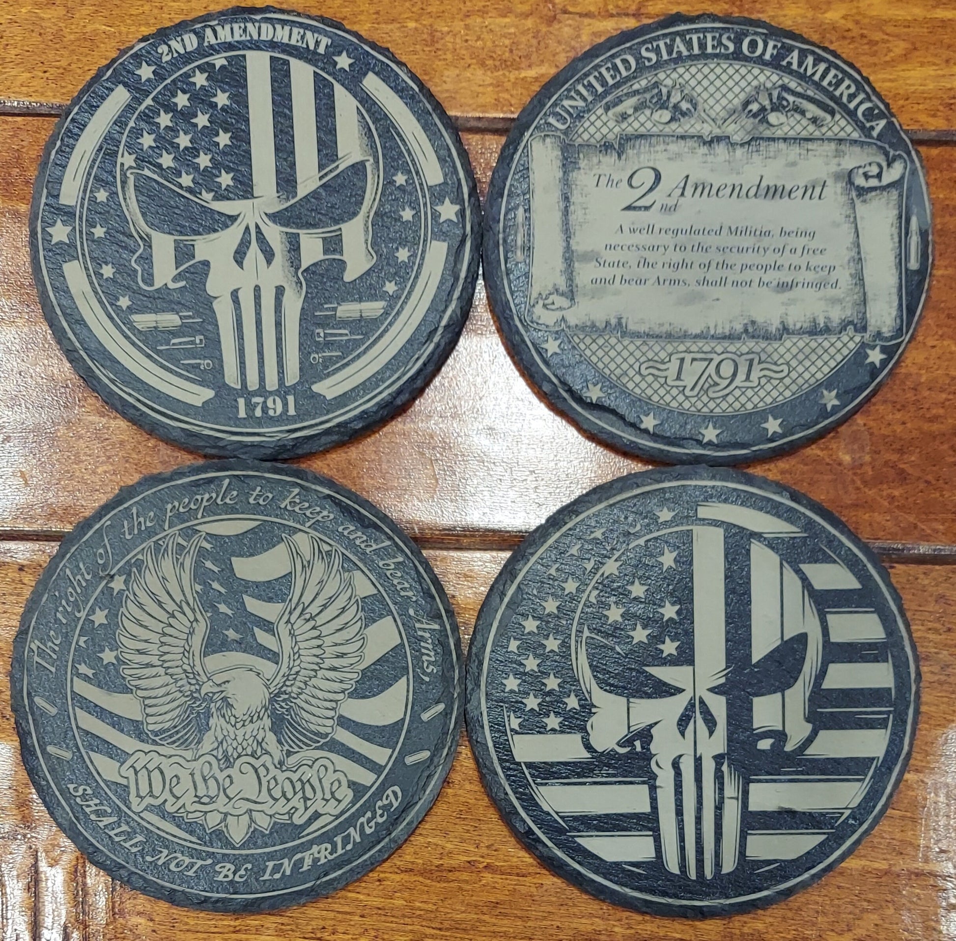 custom engraved 2nd amendment slate coasters 