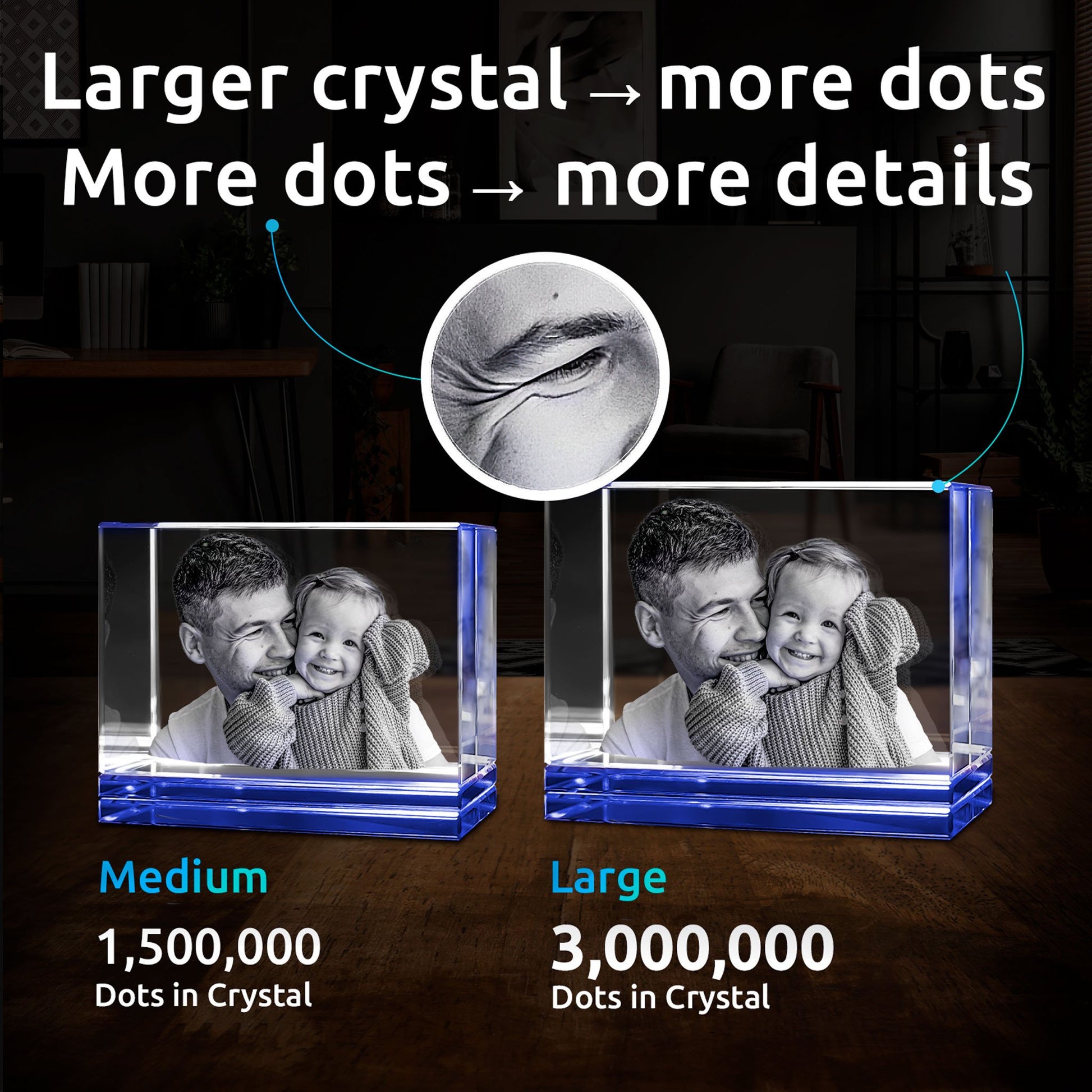custom engraved 3d crystal blue tint