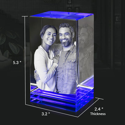 custom engraved 3d crystal blue tint