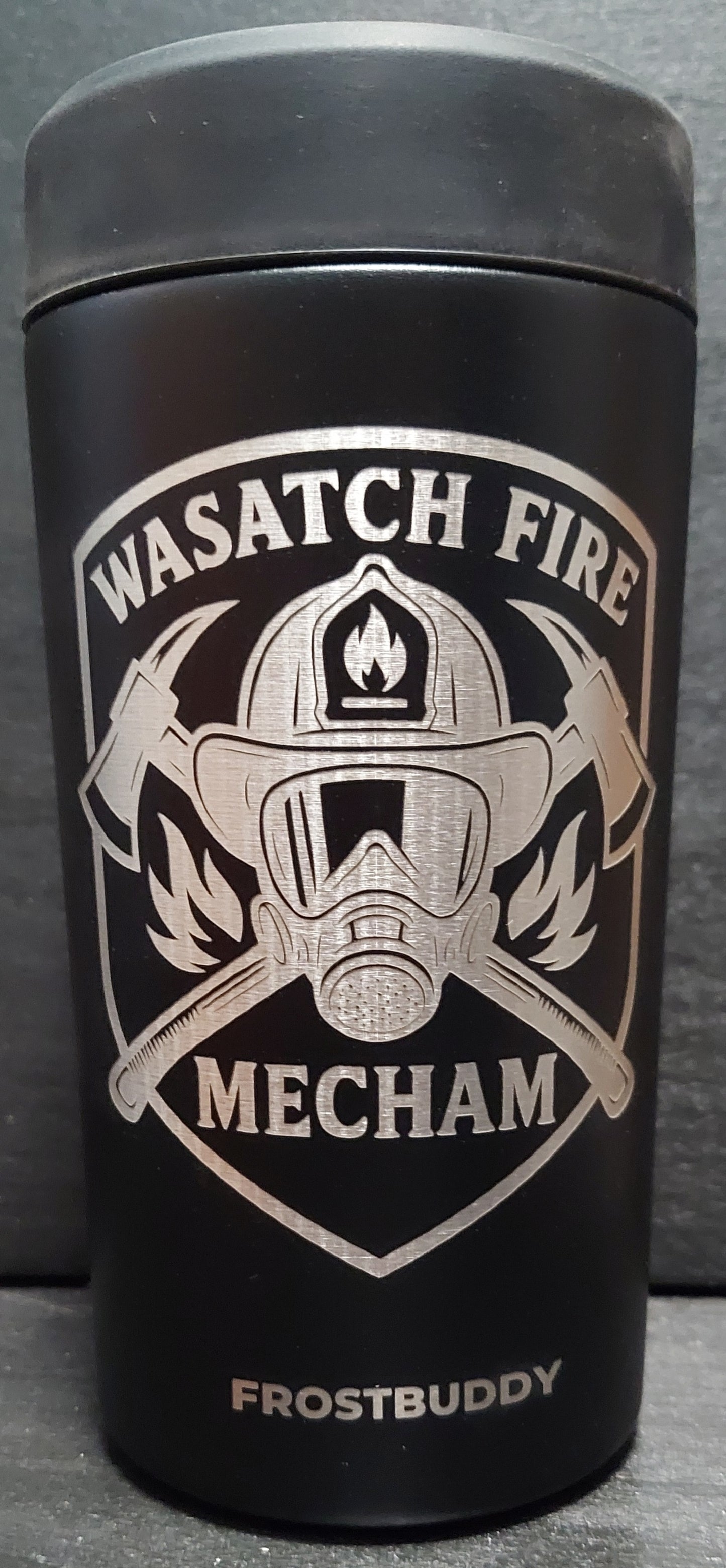 custom engraved black frost buddy firefighter themed