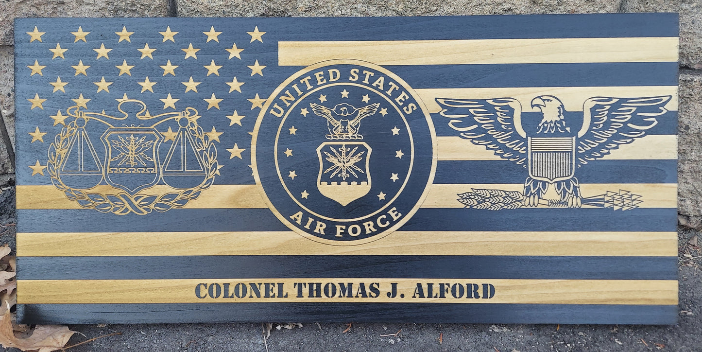 custom engraved distressed wood military flag united states air force