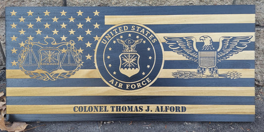 custom engraved distressed wood military flag united states air force