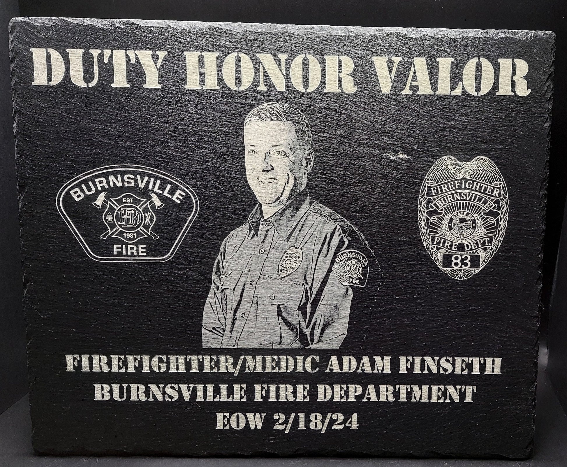 custom engraved firefighter memorial plaque