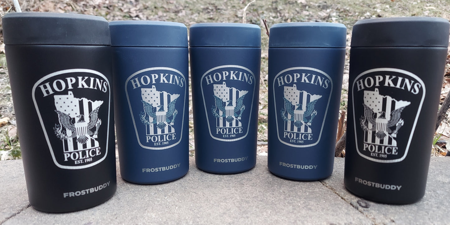 custom engraved frost buddy universal can cooler hopkins police department 