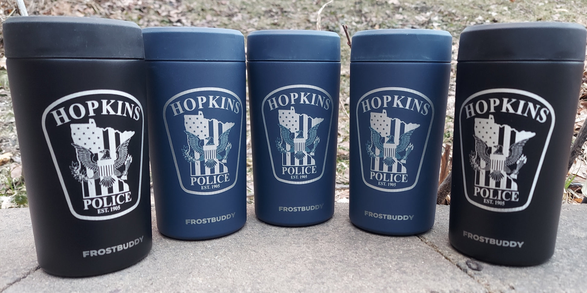 custom engraved frost buddy universal can cooler hopkins police department 
