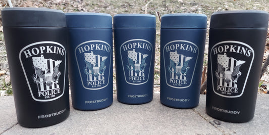 custom engraved frost buddy universal can cooler hopkins police department 