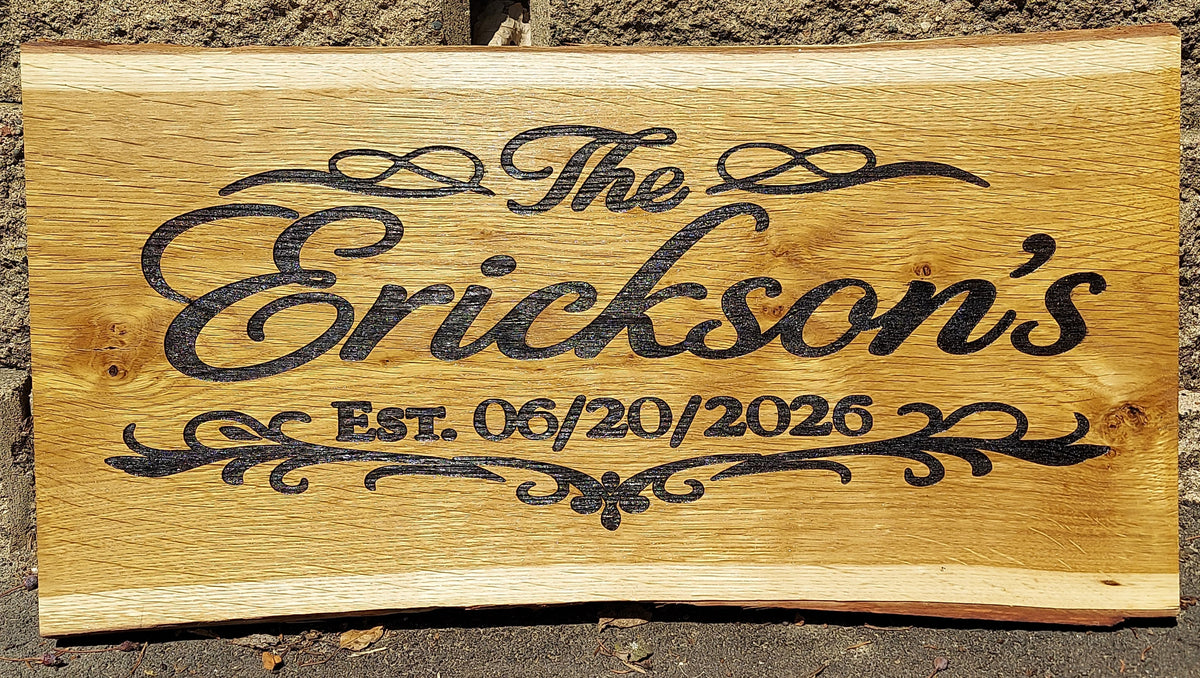 custom engraved live edge wood sign the erickson wedding sign 