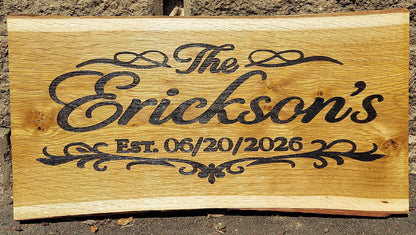 custom engraved live edge wood sign the erickson wedding sign 