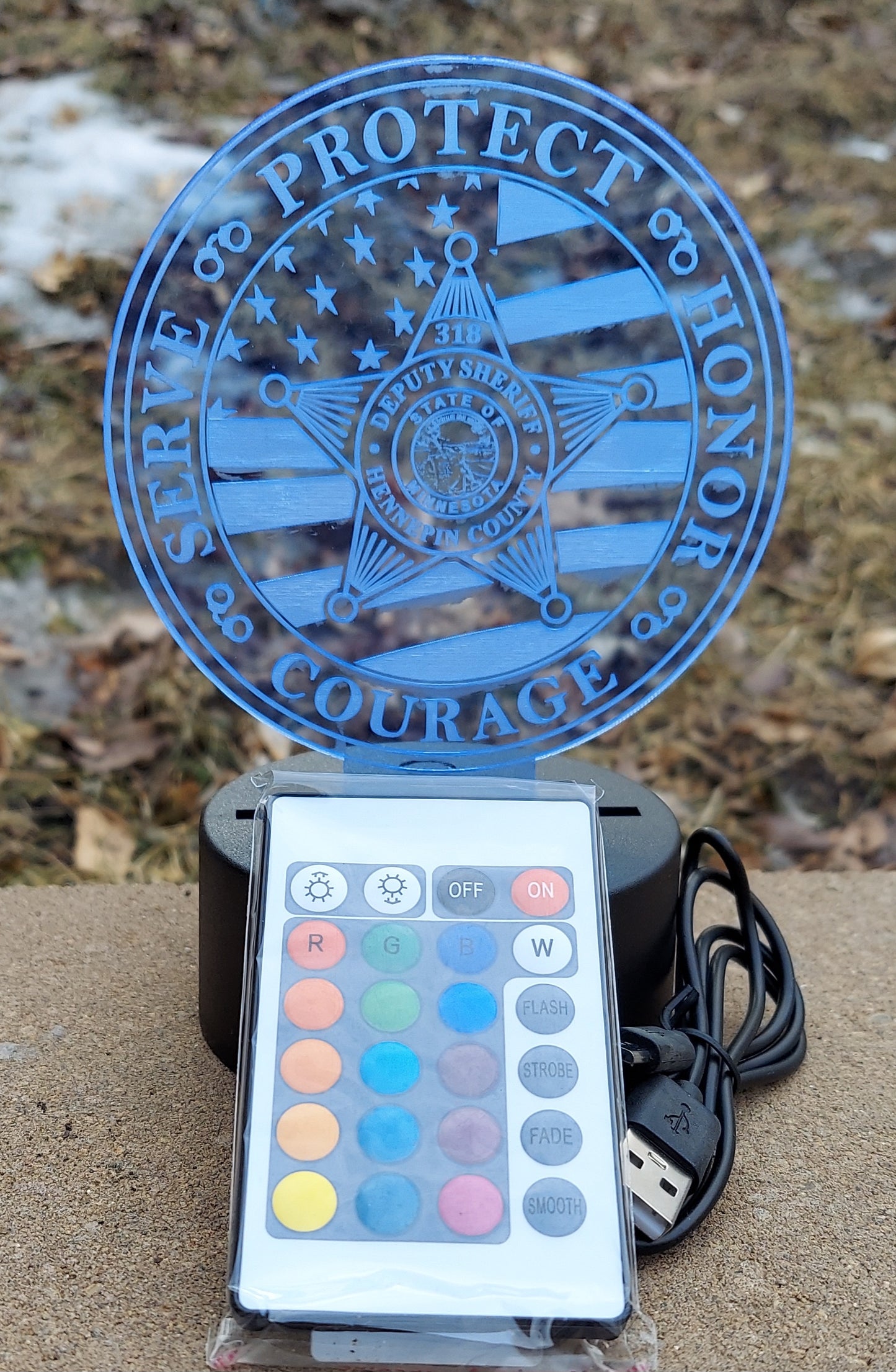 custom engraved police badge acrylic night light