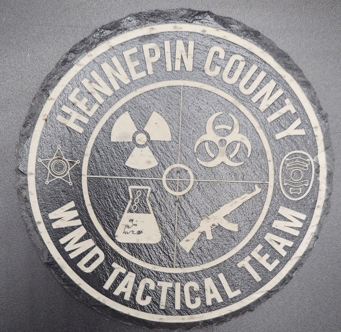 custom engraved police officer round slate coasters