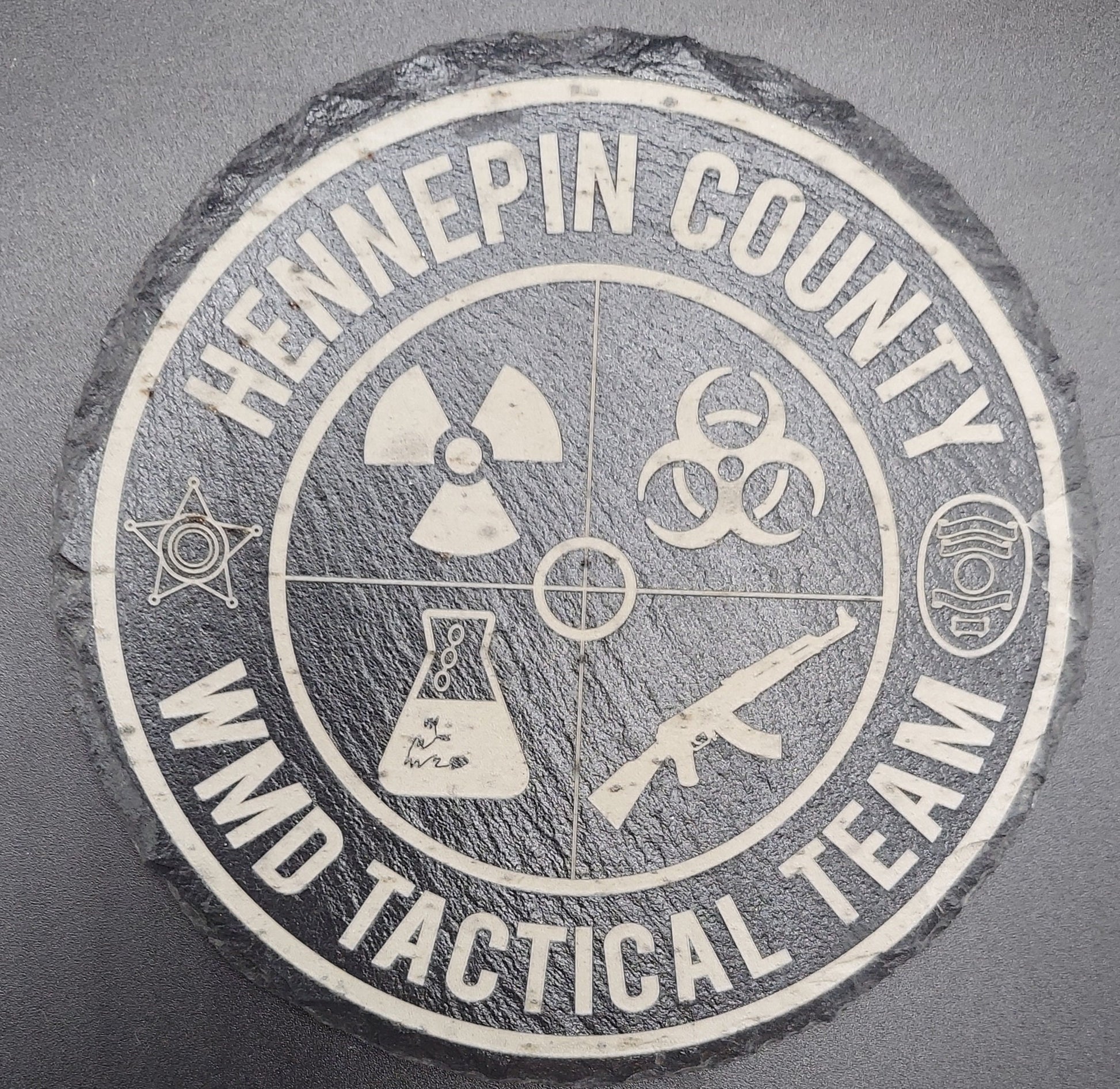 custom engraved police officer round slate coasters
