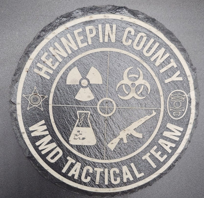 custom engraved police officer round slate coasters