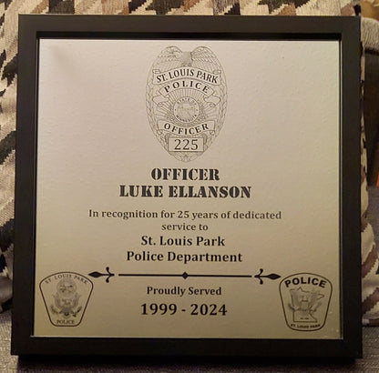 custom engraved police officer mirror retirement plaque