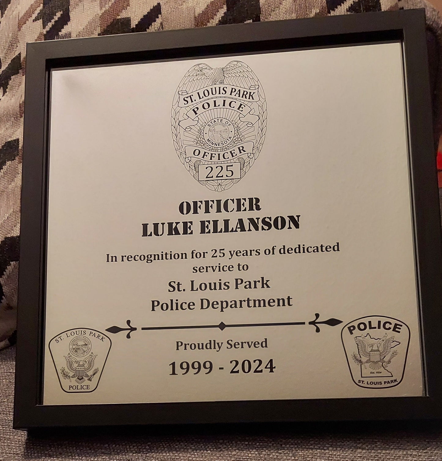 custom engraved police officer mirror retirement plaque