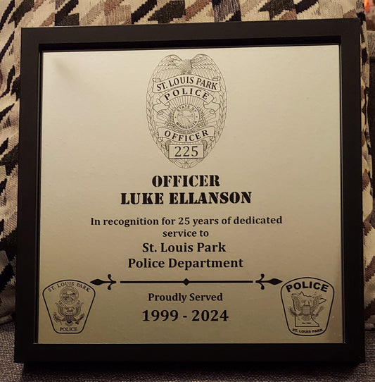 custom engraved police officer mirror retirement plaque