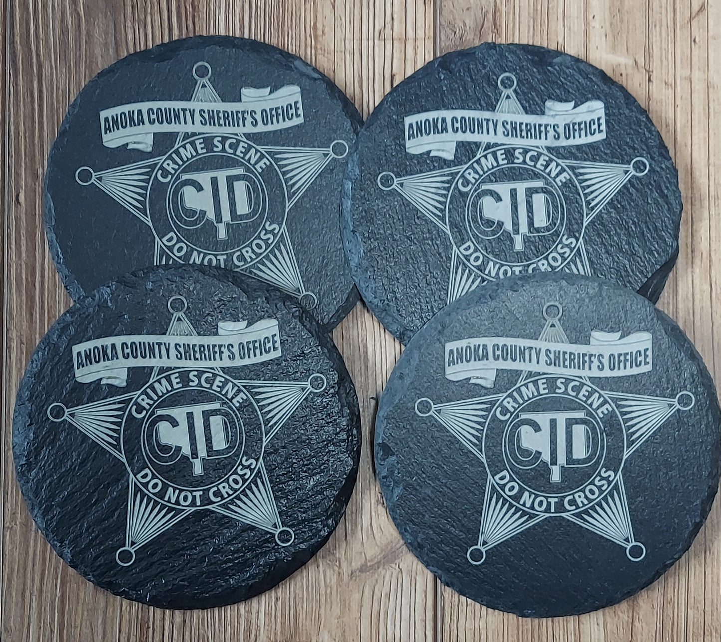 custom engraved police officer round slate coasters