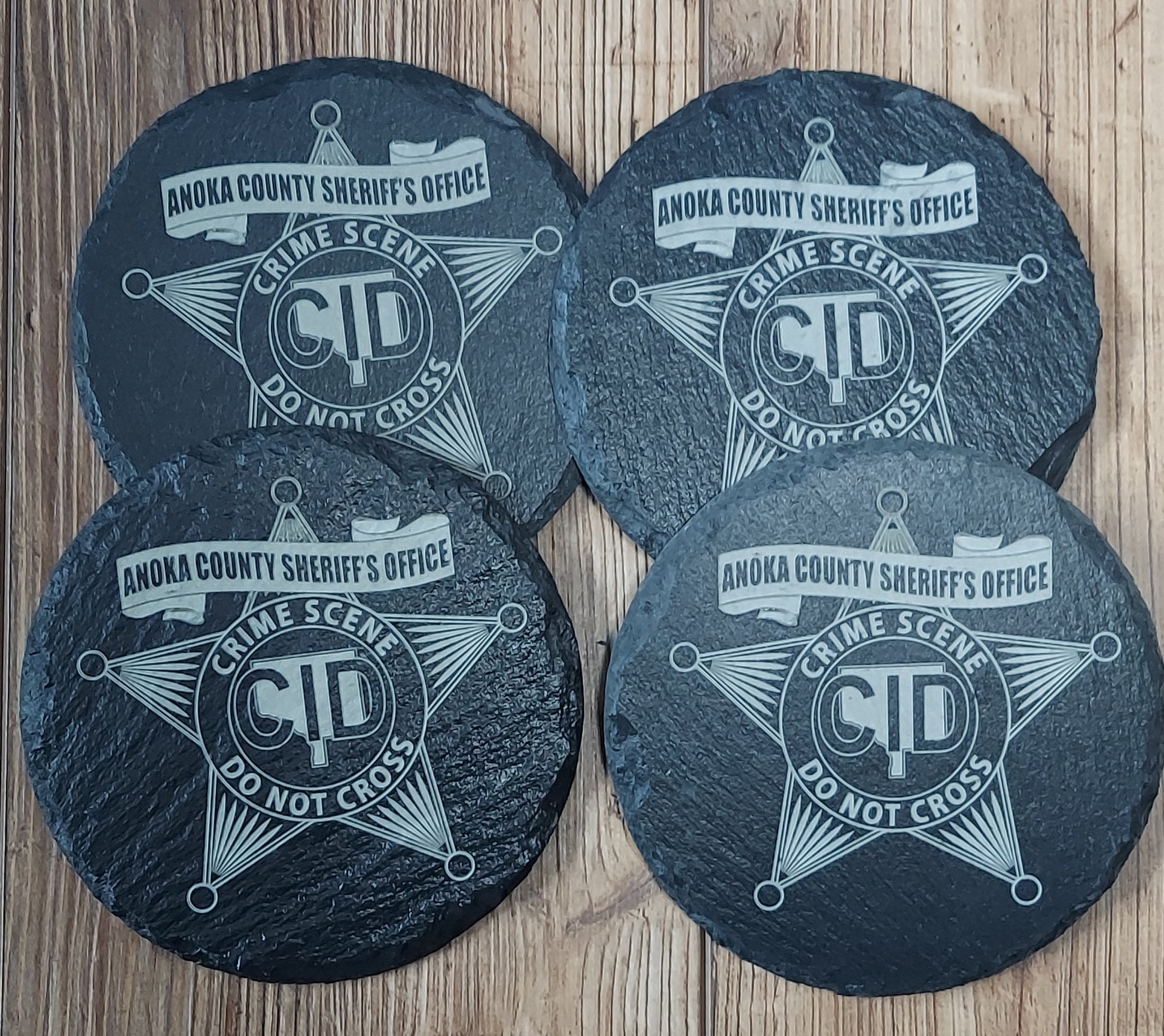 custom engraved police officer round slate coasters