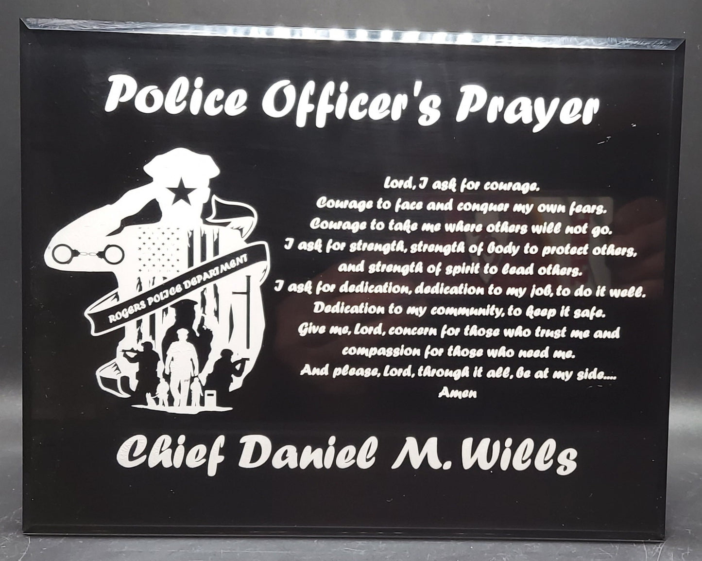 custom engraved police officers prayer acrylic