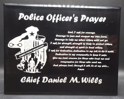 custom engraved police officers prayer acrylic