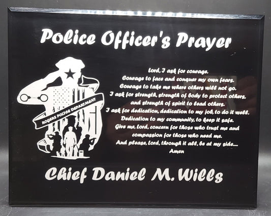 custom engraved police officers prayer acrylic
