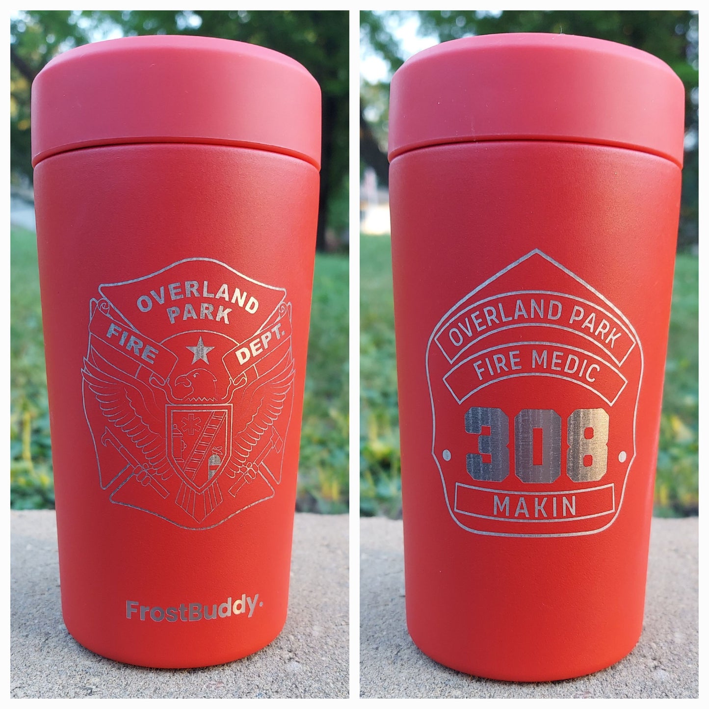custom engraved red frost buddy firefighter