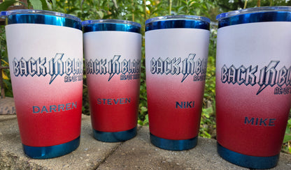 custom engraved red white and blue tumbler patriotic back in black ac/dc 