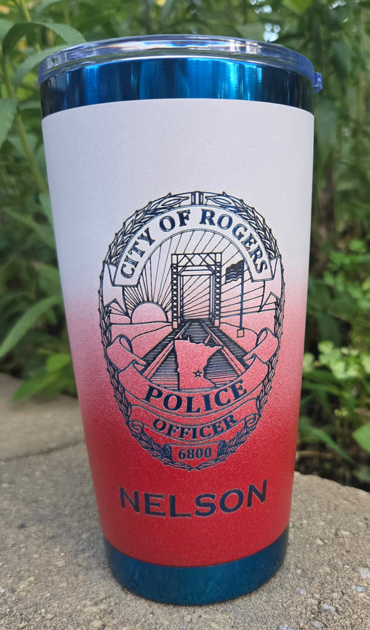 custom engraved red white and blue tumbler patriotic law enforcement firefighter