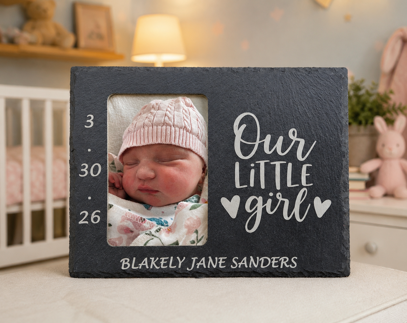 custom engraved slate frame out little girl