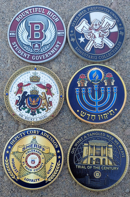 custom full color challenge coins personalized police fire school religion