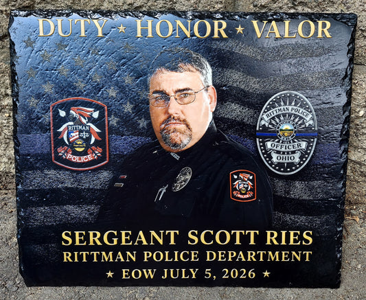 custom full color police memorial slate end of watch line of duty death eow 