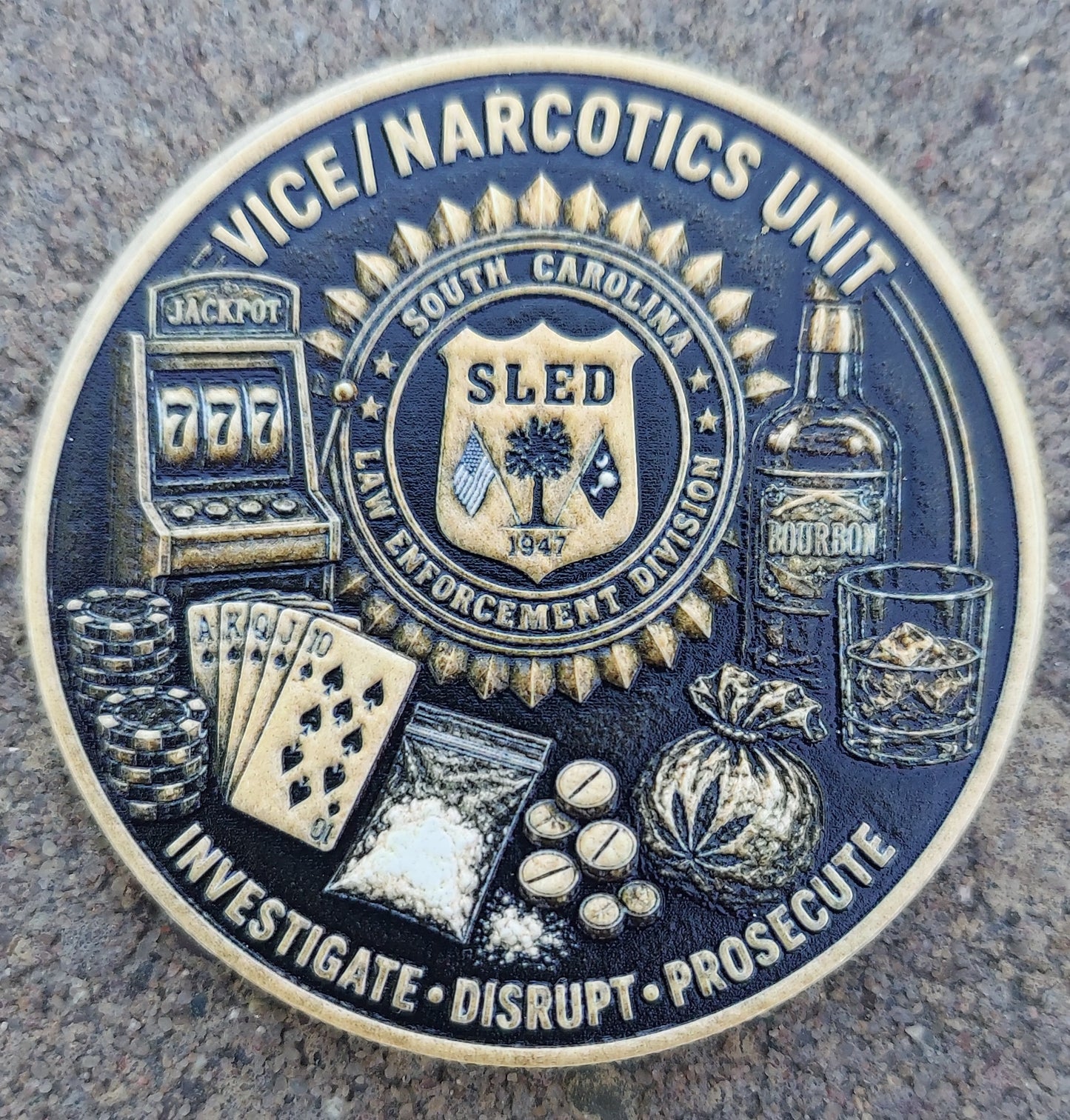 custom full color resin challenge coin narcotics unit south carolina law enforcement division 
