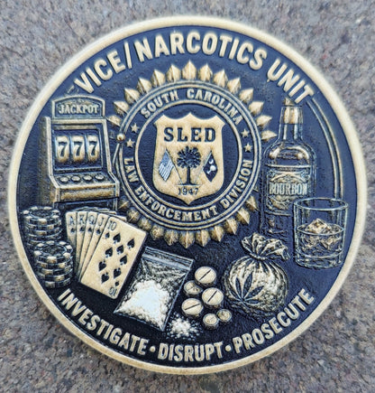 custom full color resin challenge coin narcotics unit south carolina law enforcement division 