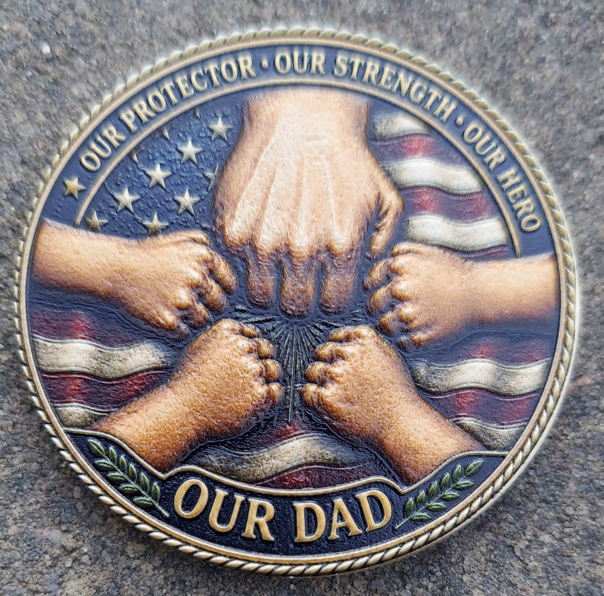 custom full color resin challenge coin our dad our protector 