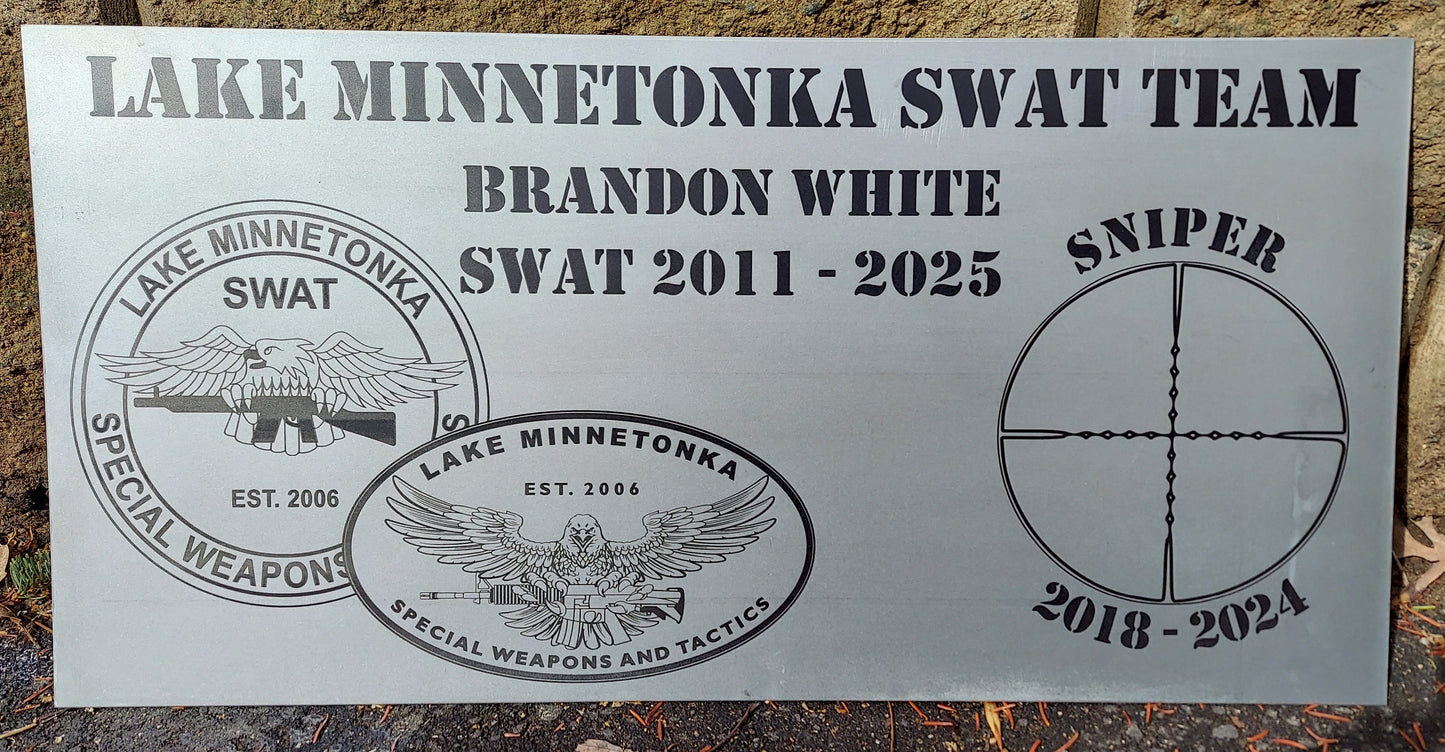 custom laser engraved 16 gauge steel police plaque 