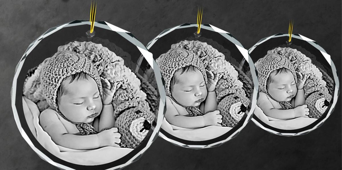 custom laser engraved 2d photo crystal christmas ornament