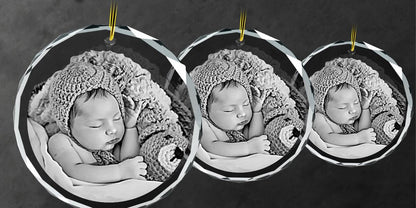custom laser engraved 2d photo crystal christmas ornament