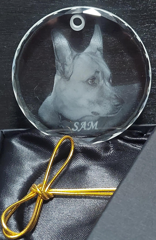 custom laser engraved 2d photo crystal christmas ornament