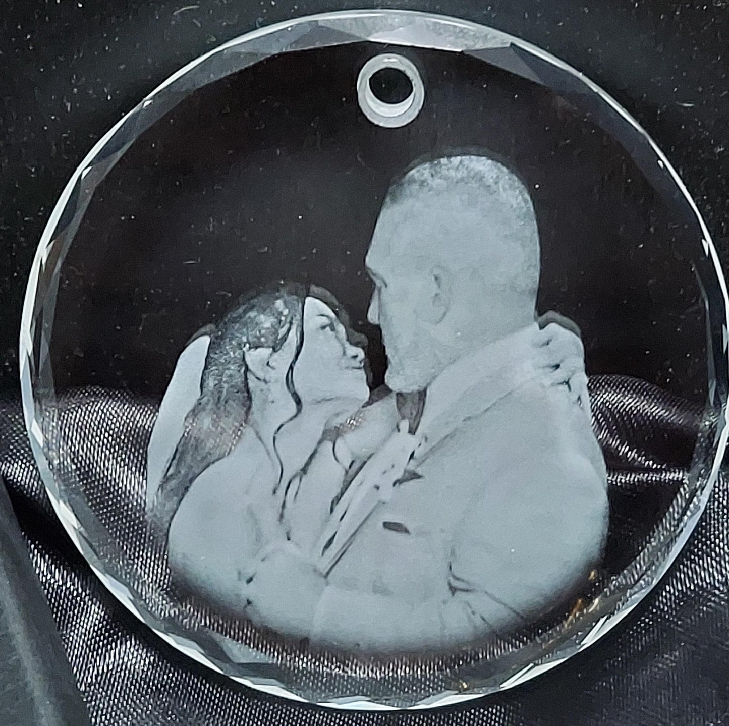 custom laser engraved 2d photo crystal christmas ornament